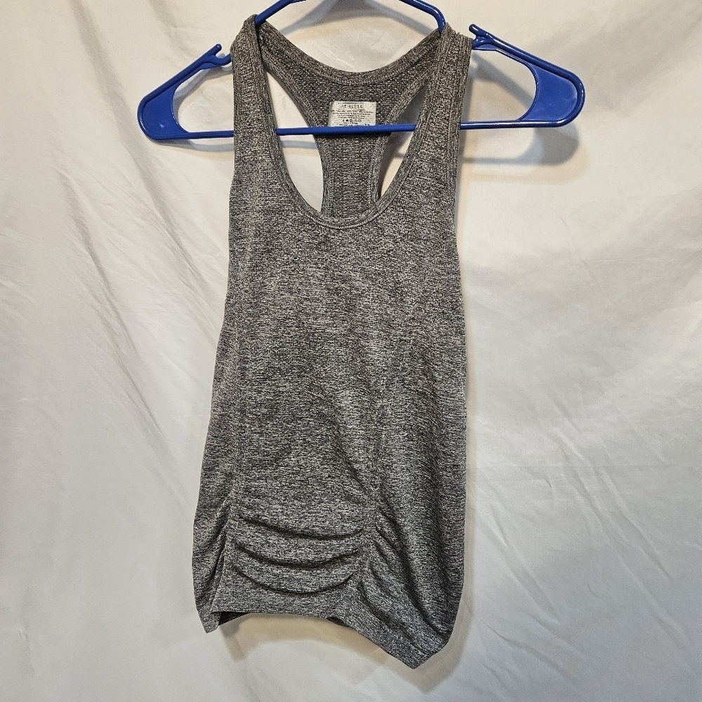 Athleta Fastest Track Scrunch Ruched Racerback Tank Top XS Charcoal Gray